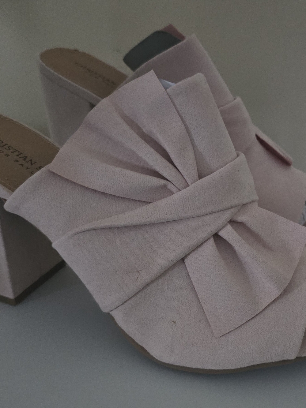 Christian Siriano By Payless Blush Pink Bow Block Heel Mules Womens Size 12